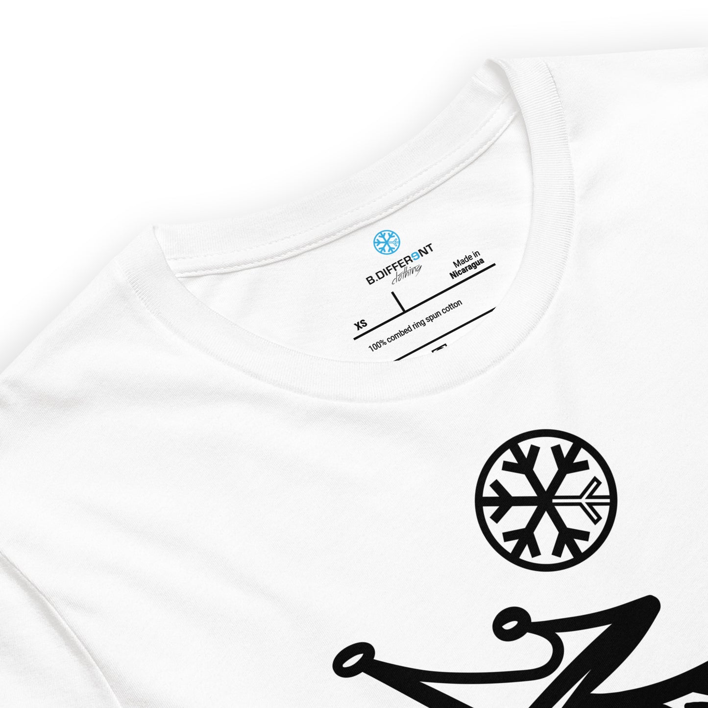 White-Misfit Graffiti Tag Tee from B.Different Clothing, collar, graffiti-inspired streetwear t-shirt