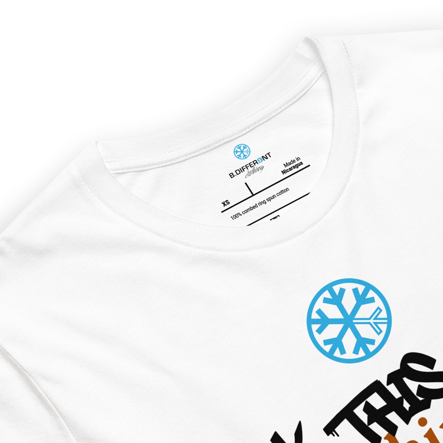 White-Groupthink Graffiti Tee from B.Different Clothing, collar, graffiti-inspired streetwear t-shirt