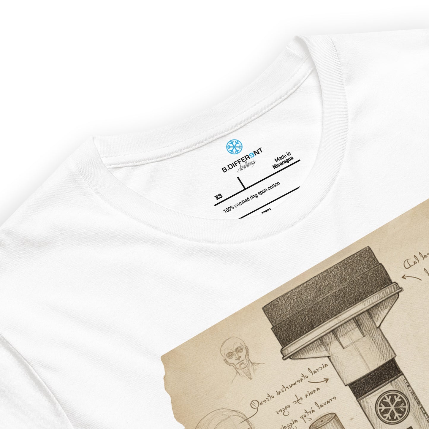 White-Marker Sketch Graffiti Tee from B.Different Clothing, collar, graffiti-inspired streetwear t-shirt