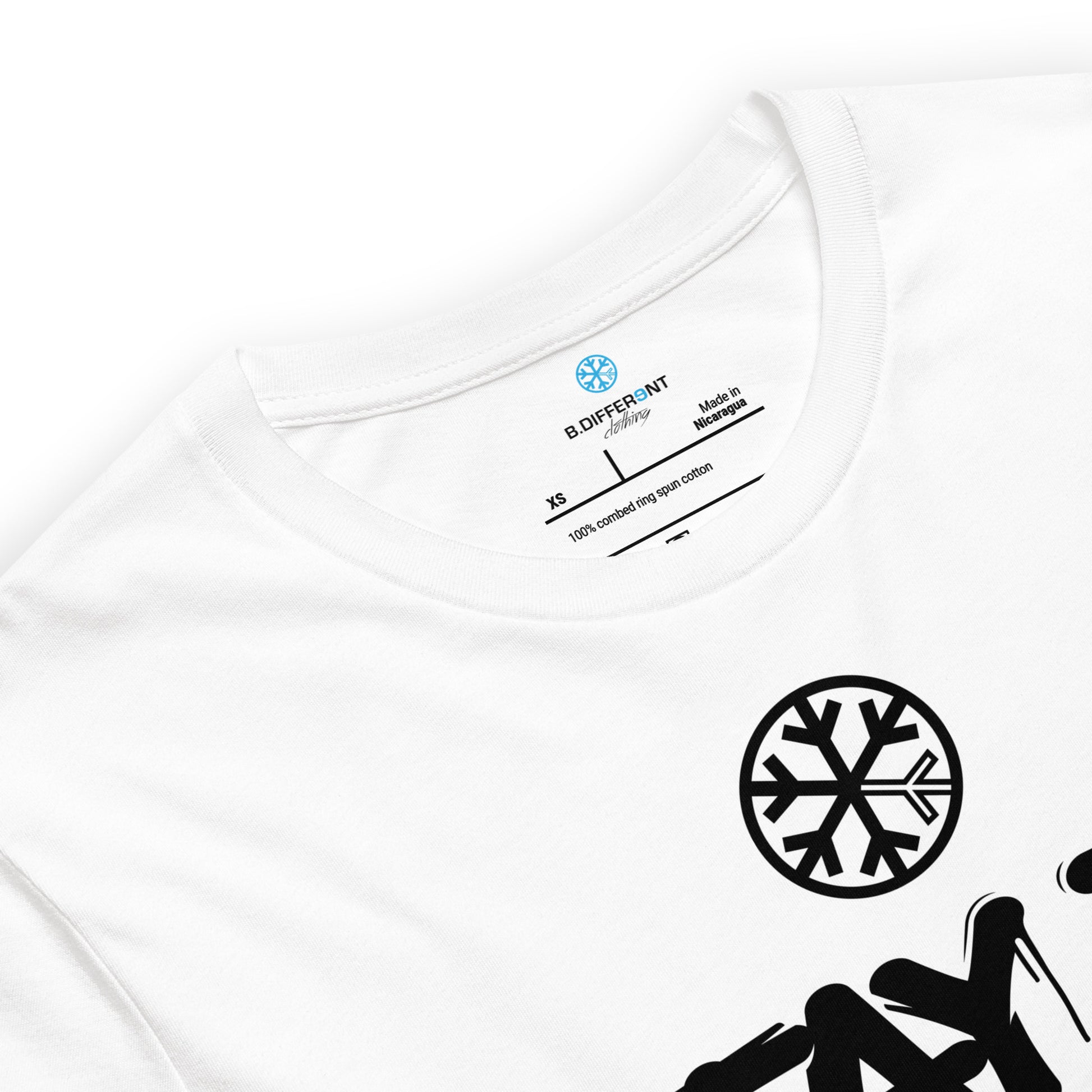 White-Stay Fly Graffiti Tag Tee from B.Different Clothing, collar, graffiti-inspired streetwear t-shirt