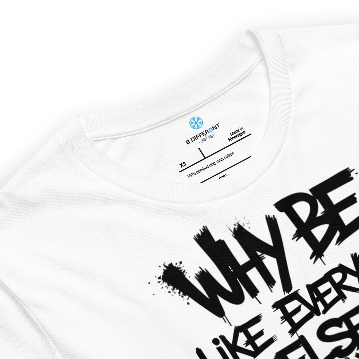 White-Chaos They Fear Graffiti Tag Tee from B.Different Clothing, collar, graffiti-inspired streetwear t-shirt
