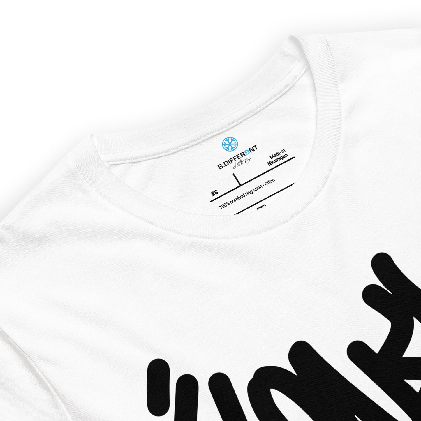 White-Loner Graffiti Tag Tee from B.Different Clothing, collar, graffiti-inspired streetwear t-shirt