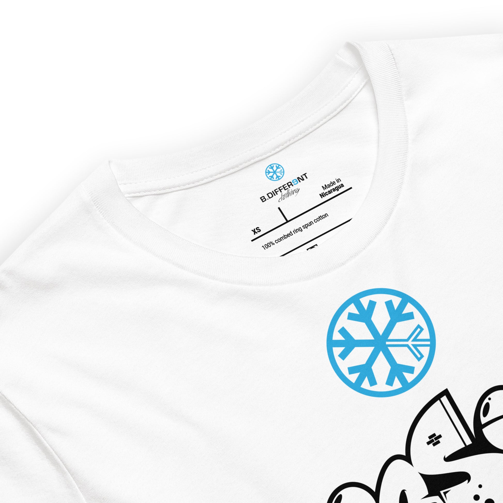 White-Mission Graffiti Piece Tee from B.Different Clothing, collar, graffiti-inspired streetwear t-shirt