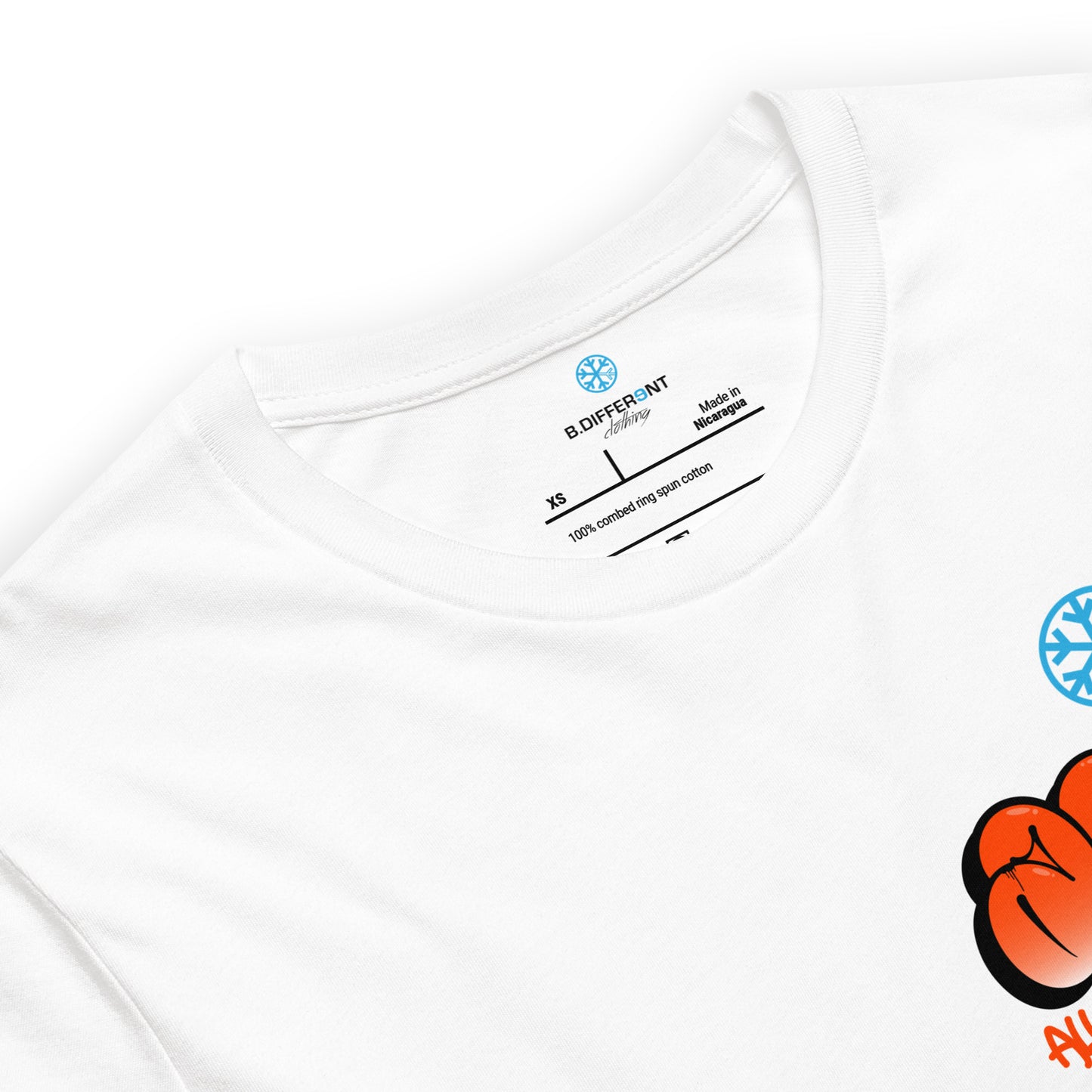 White-ACAB Girl Graffiti Tee from B.Different Clothing, collar, graffiti-inspired streetwear