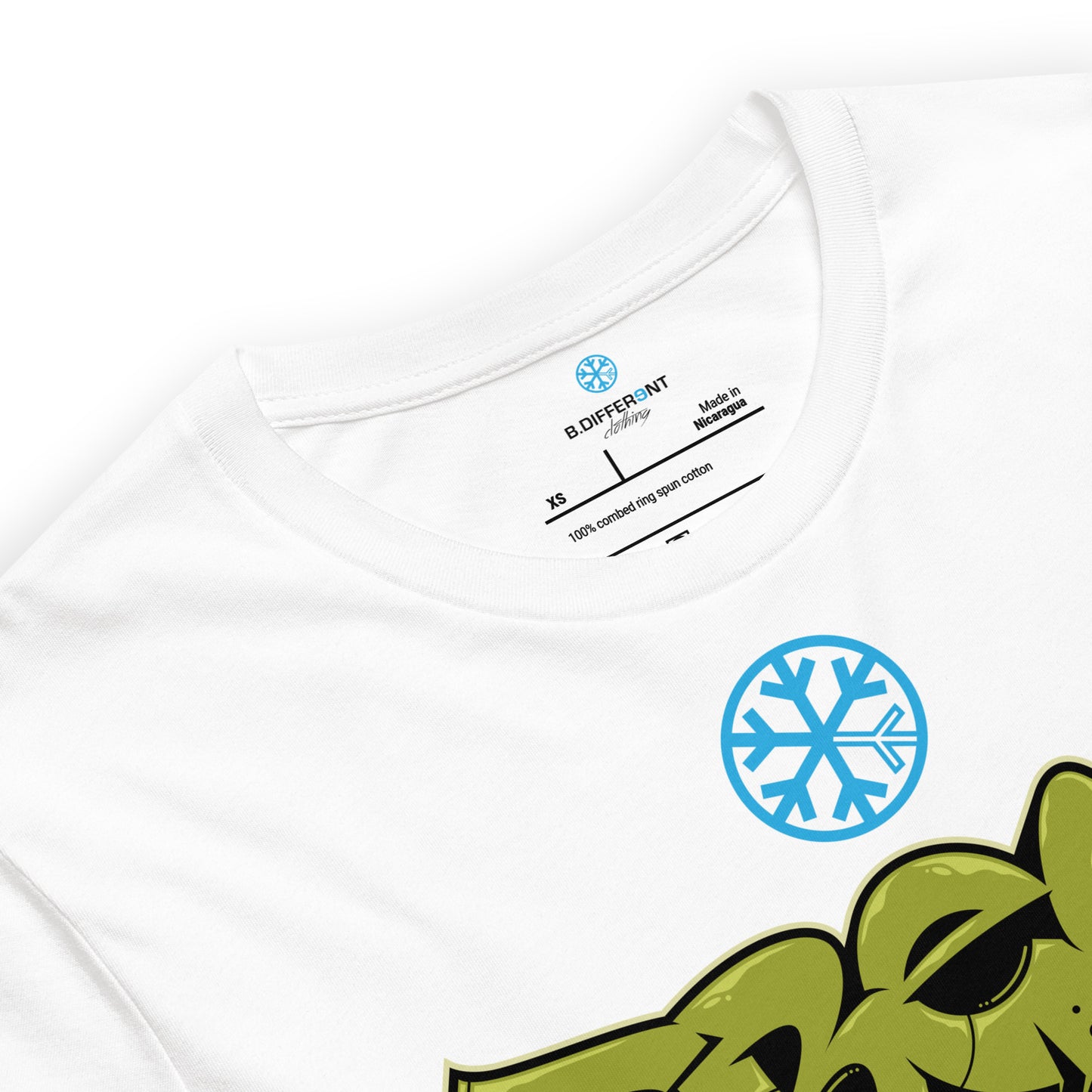 White-Fresh Graffiti Piece Tee from B.Different Clothing, collar, graffiti-inspired streetwear t-shirt