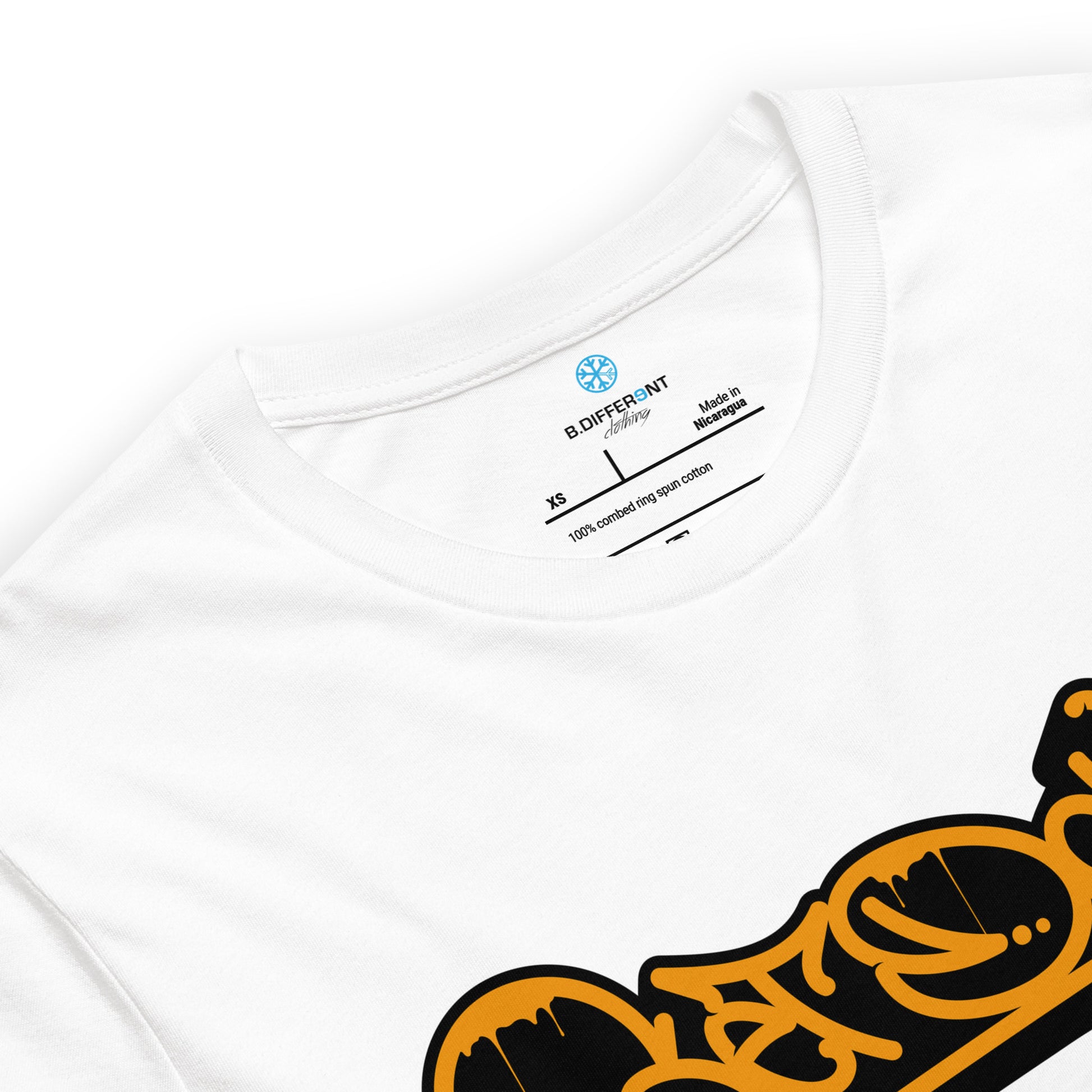 White-Get Down Graffiti Tag Tee from B.Different Clothing, collar, graffiti-inspired streetwear t-shirt