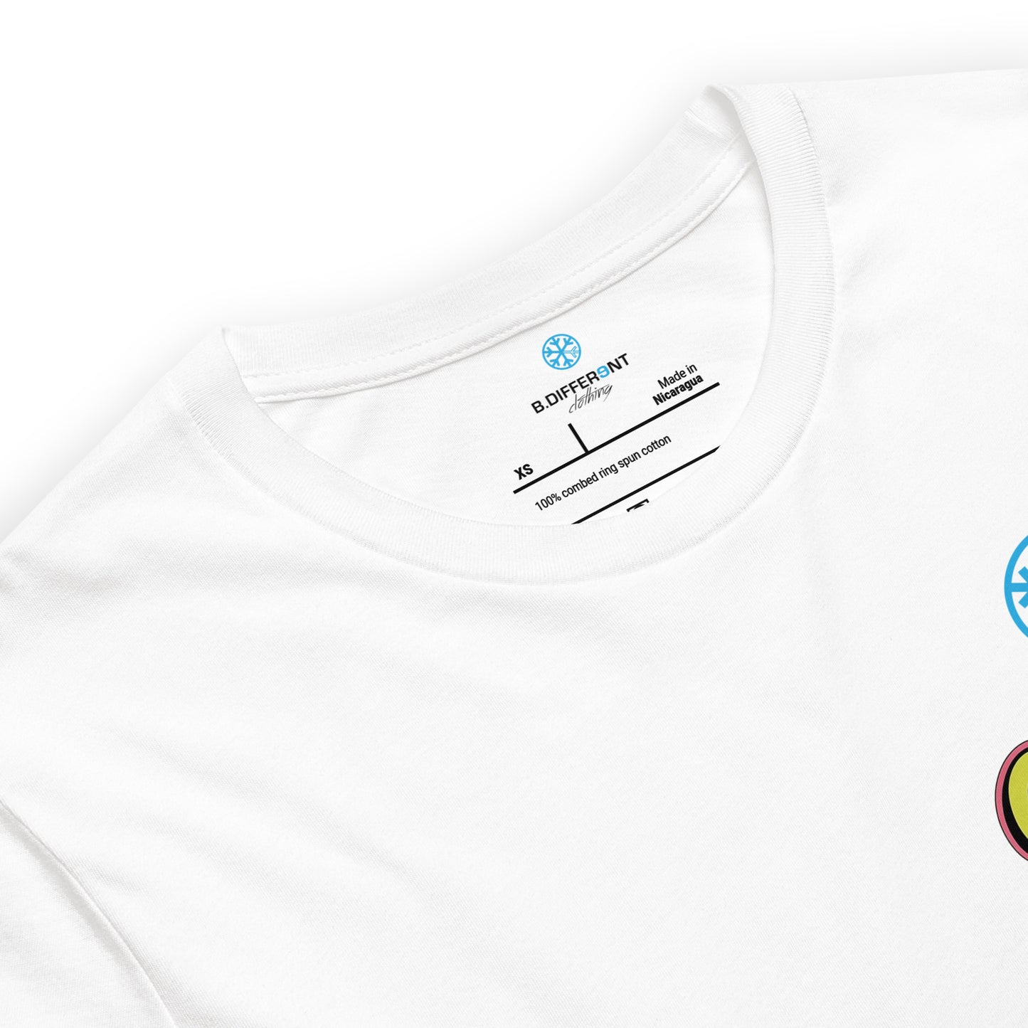 White-Cereal Sprayer Graffiti Tee from B.Different Clothing, collar, graffiti-inspired streetwear t-shirt