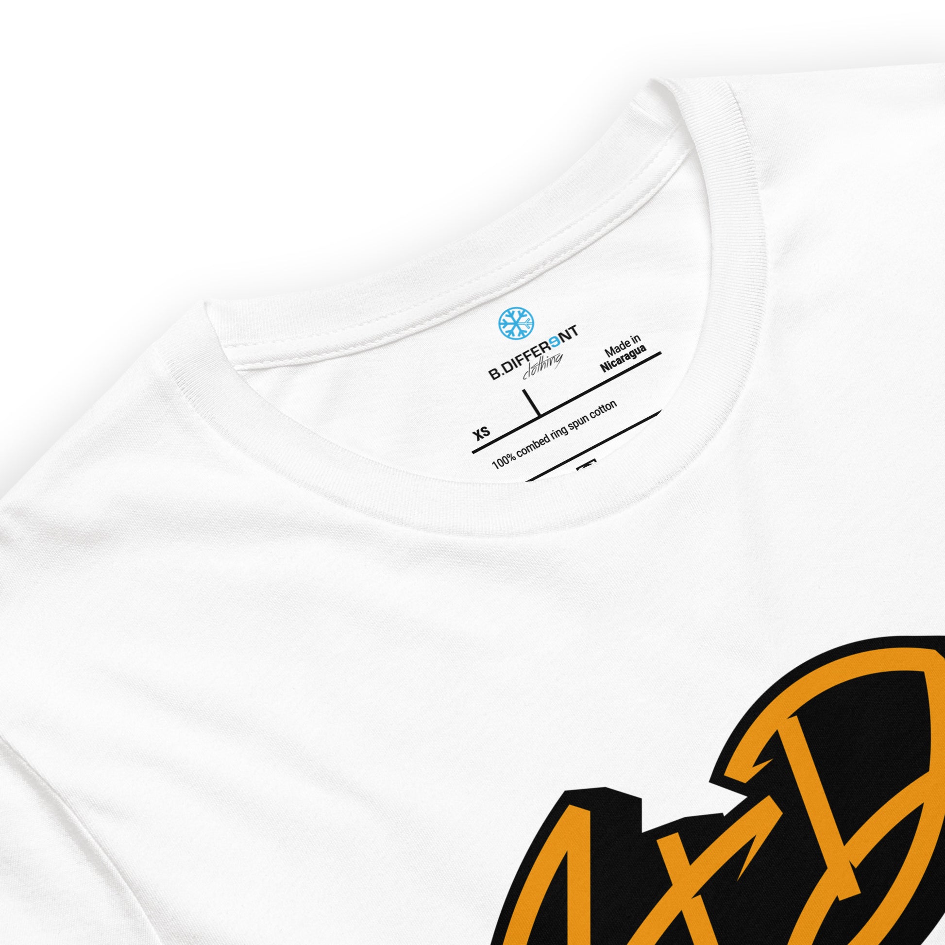 White-Get Down Graffiti Tag Tee from B.Different Clothing, collar, graffiti-inspired streetwear t-shirt