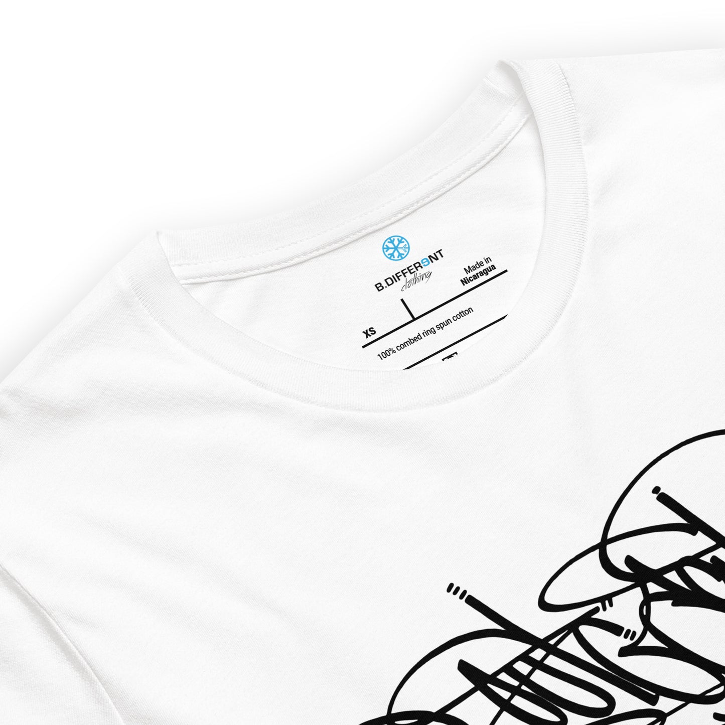 White-Outcast Tag Tee by Graffiti Dad from B.Different Clothing, collar, graffiti-inspired streetwear t-shirt