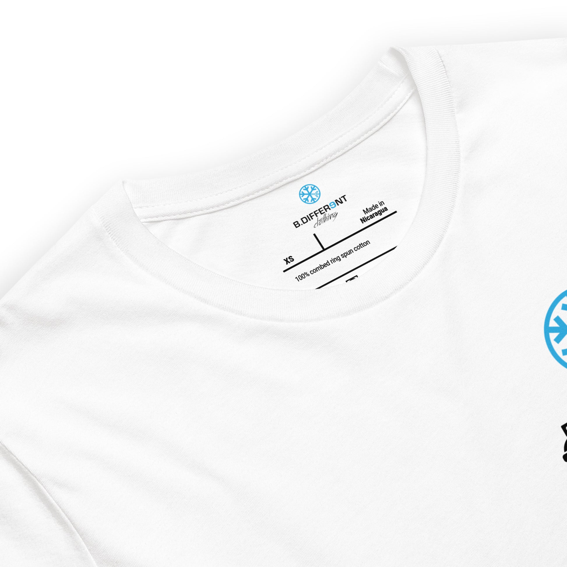 White-Get Down Graffiti Character Tee from B.Different Clothing, collar, graffiti-inspired streetwear t-shirt