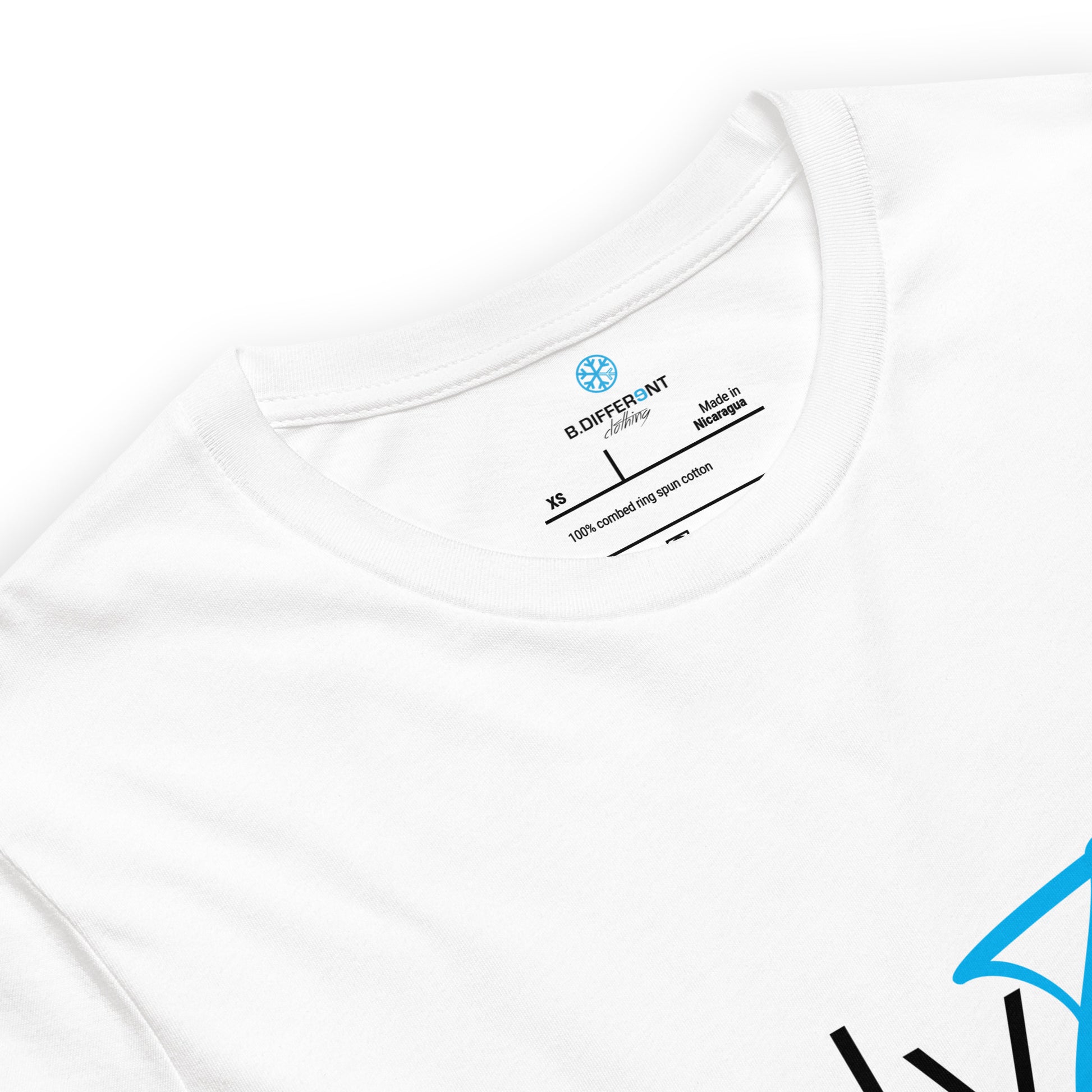White-Only Tags Graffiti Tee from B.Different Clothing, collar, graffiti-inspired streetwear t-shirt