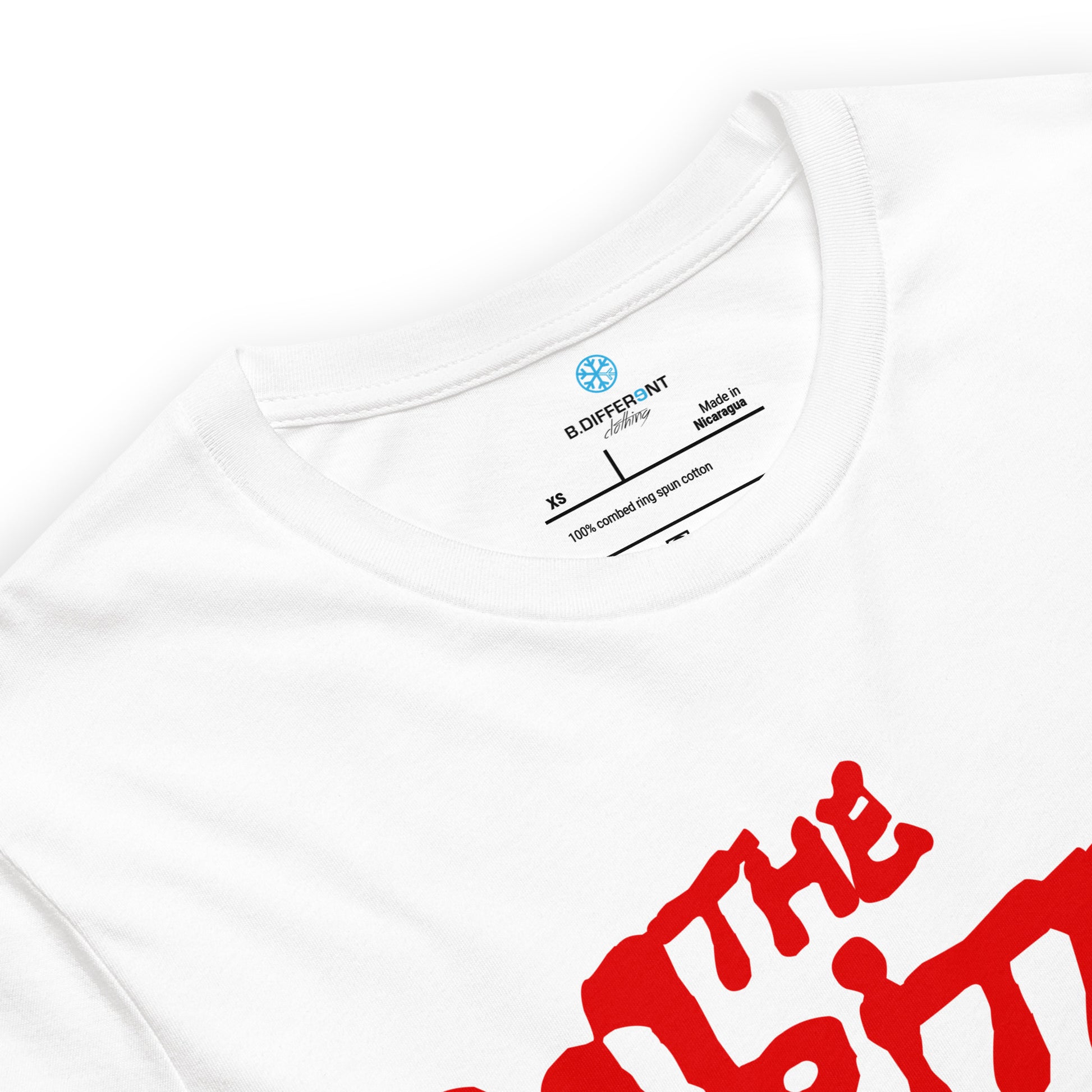 White-The Writers Graffiti Lettering Tee from B.Different Clothing, collar, graffiti-inspired streetwear t-shirt