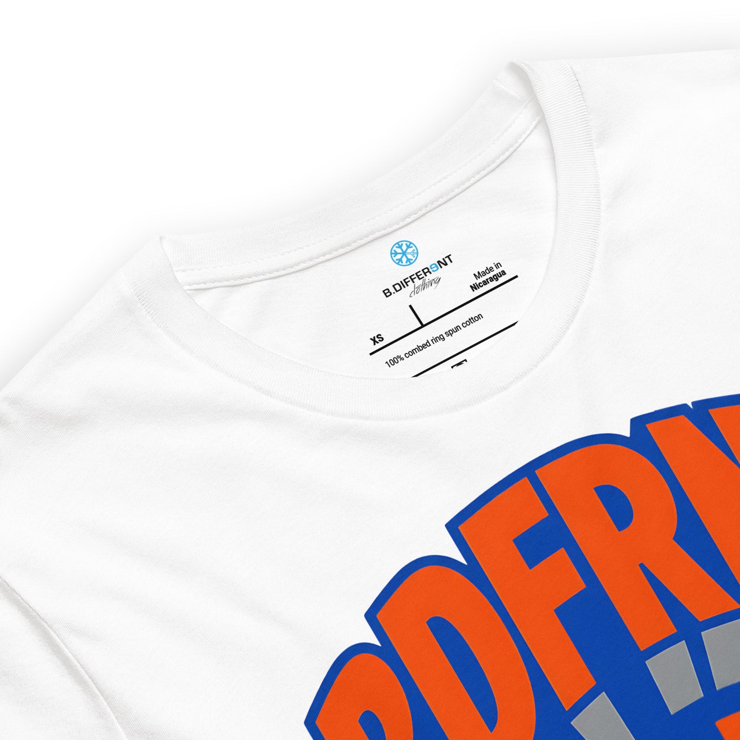 White-BDFRNT Logo 1989 Tee from B.Different Clothing, collar, graffiti-inspired streetwear t-shirt