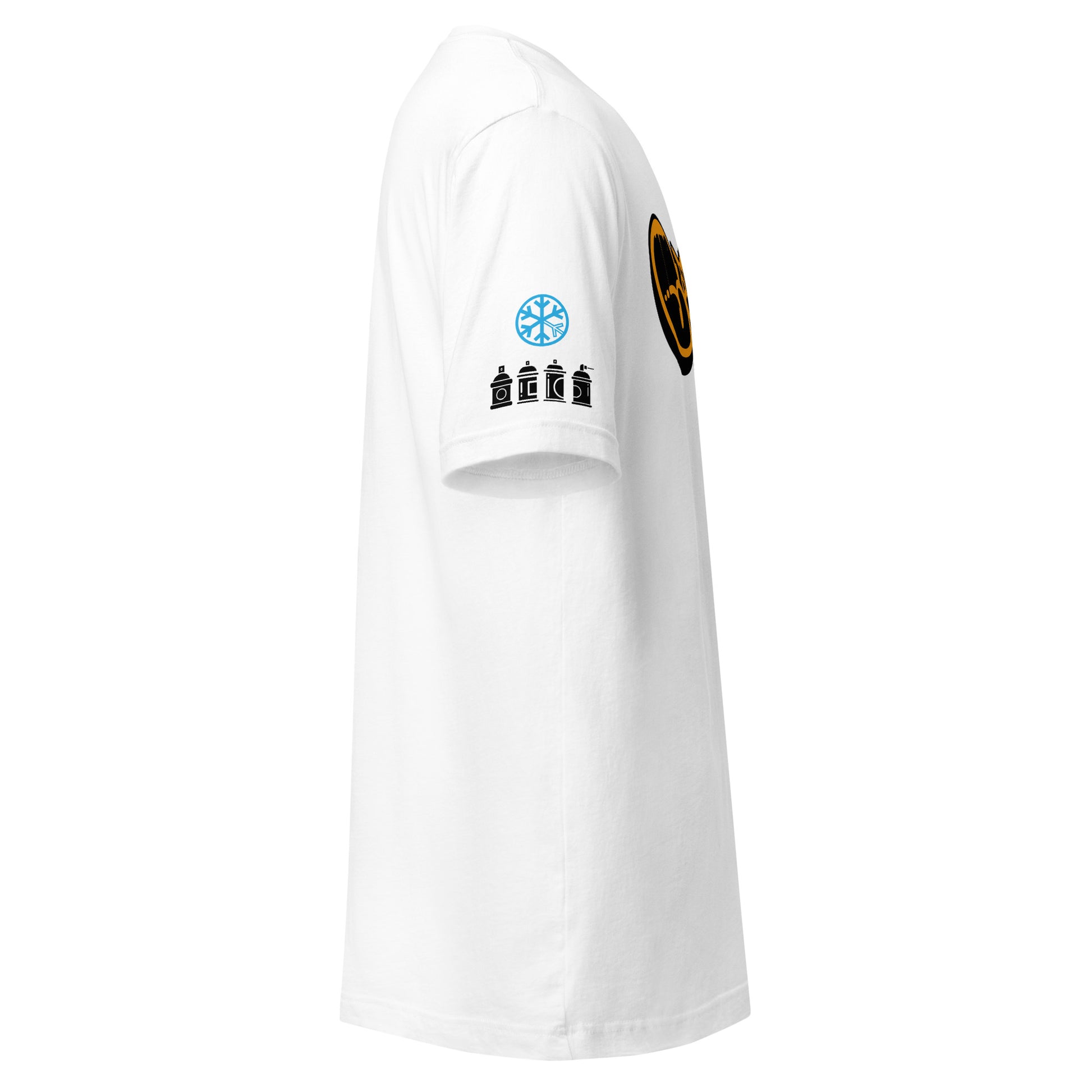 White-Get Down Graffiti Tag Tee from B.Different Clothing, side view, graffiti-inspired streetwear t-shirt