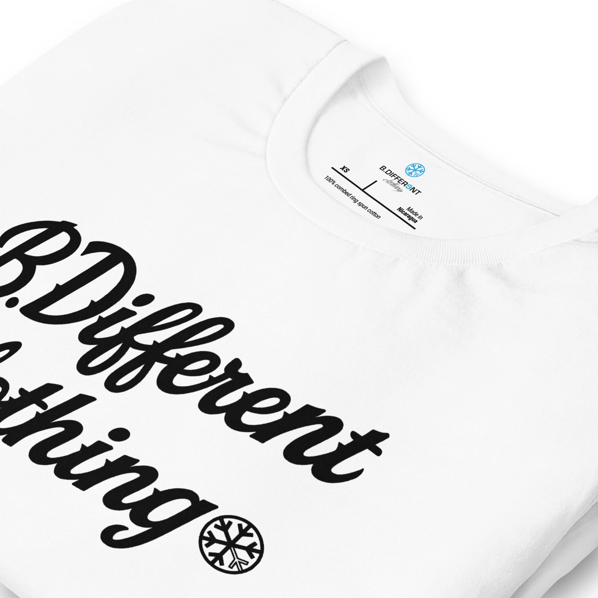 White-The League Tee from B.Different Clothing, detail, graffiti-inspired streetwear t-shirt