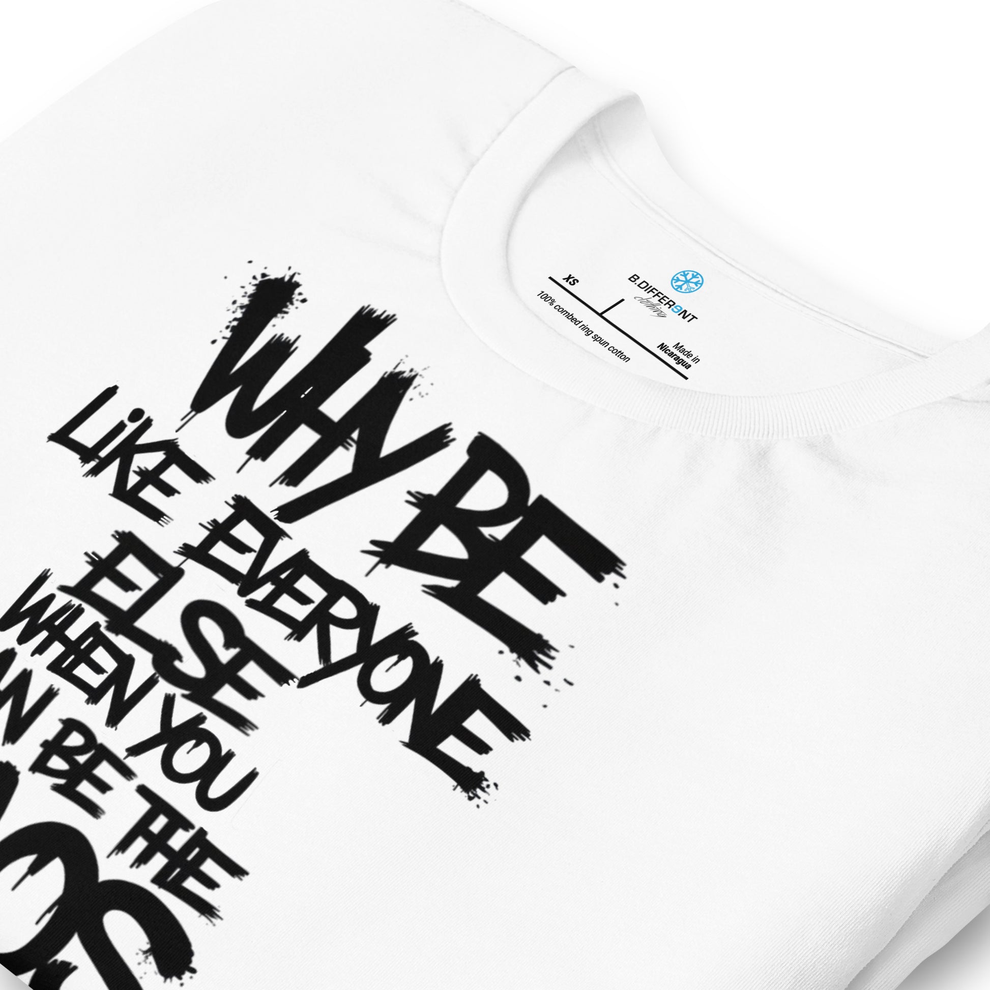 White-Chaos They Fear Graffiti Tag Tee from B.Different Clothing, detail, graffiti-inspired streetwear t-shirt
