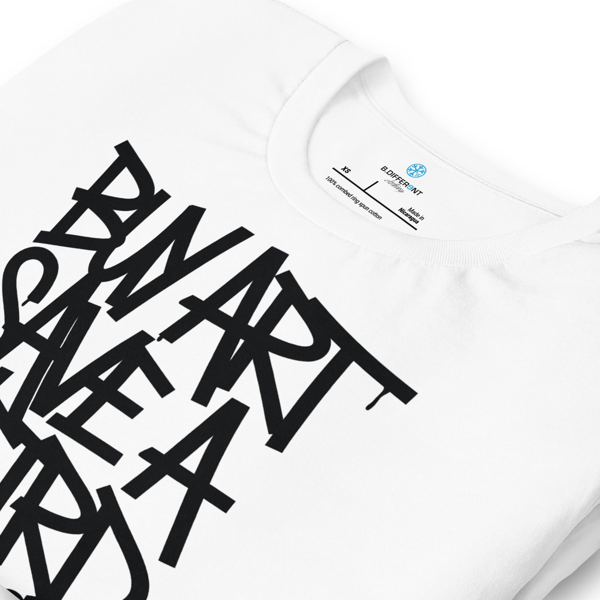 White-Buy Art Save a Weird Person Graffiti Tee from B.Different Clothing, detail, graffiti-inspired streetwear t-shirt
