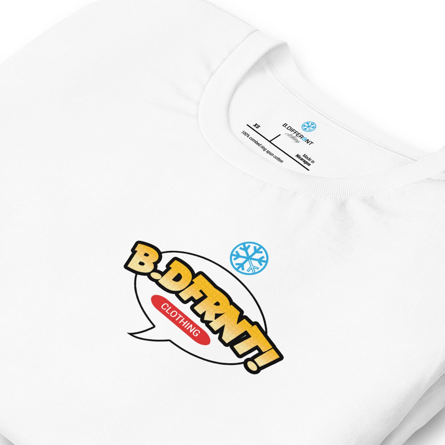 White-Graffiti Artist Vinyl Figure Tee from B.Different Clothing, detail, graffiti-inspired streetwear t-shirt