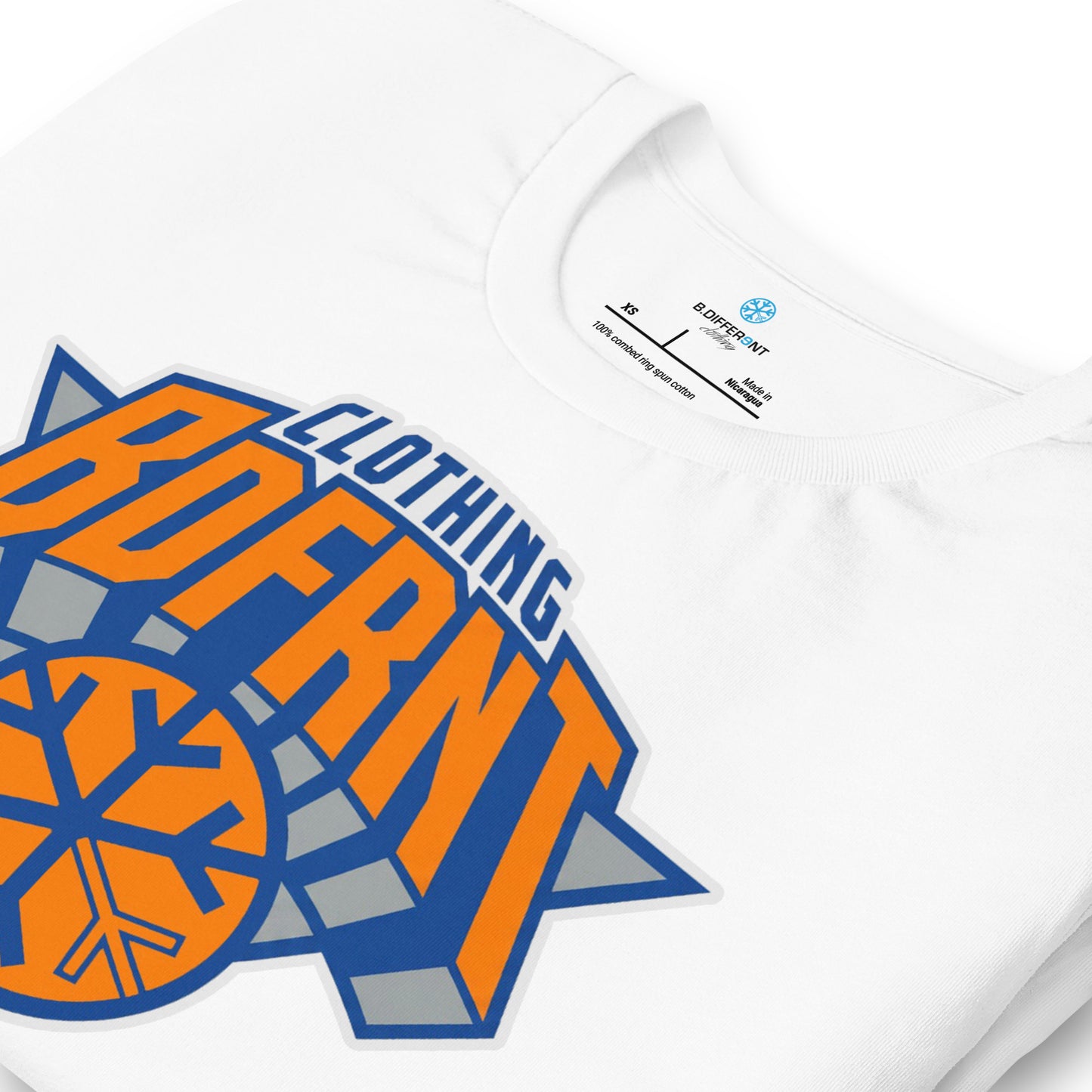 White-BDFRNT Logo 2011 Tee from B.Different Clothing, detail, graffiti-inspired streetwear t-shirt