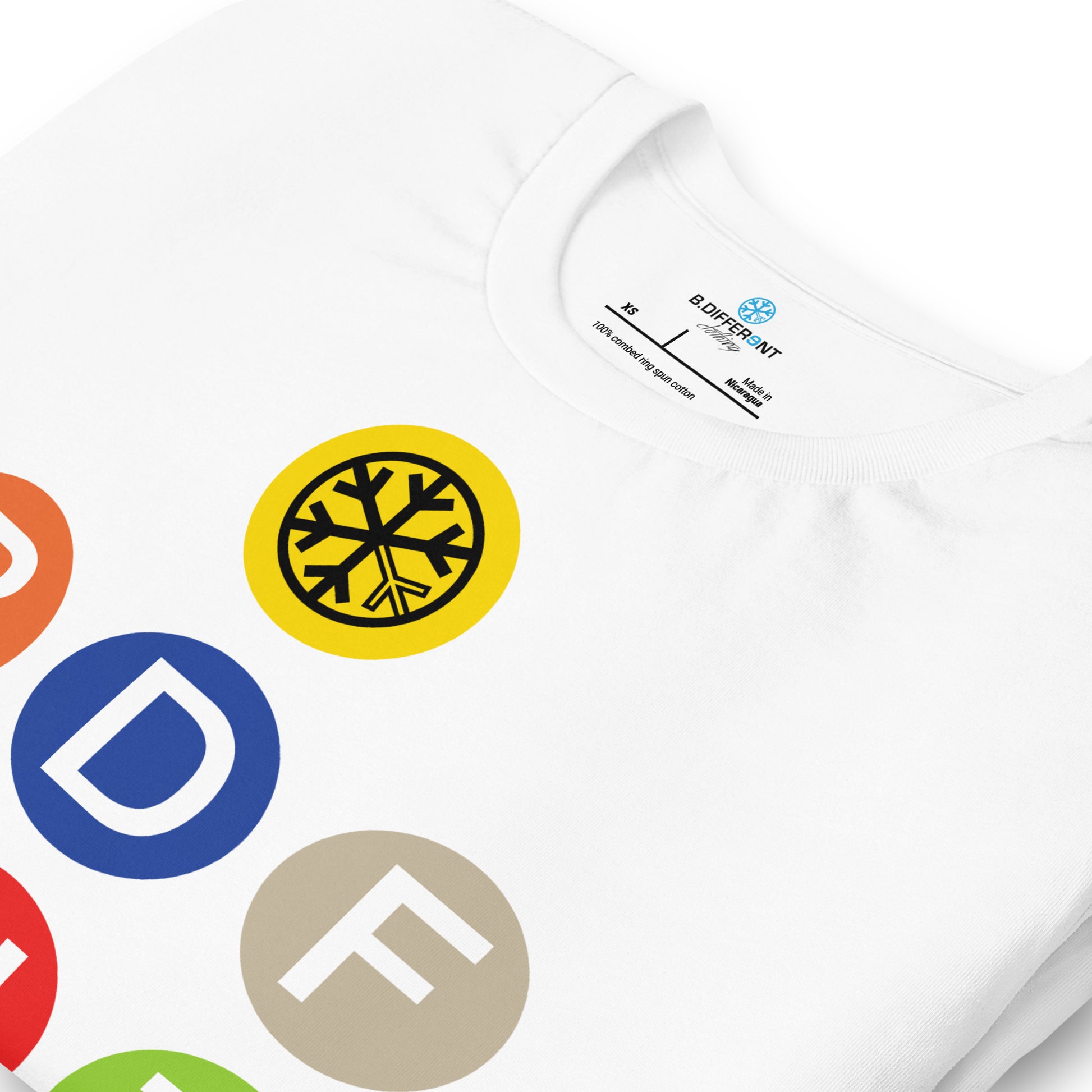 White-BDFRNT NYC Subway Tee from B.Different Clothing, detail, graffiti-inspired streetwear
