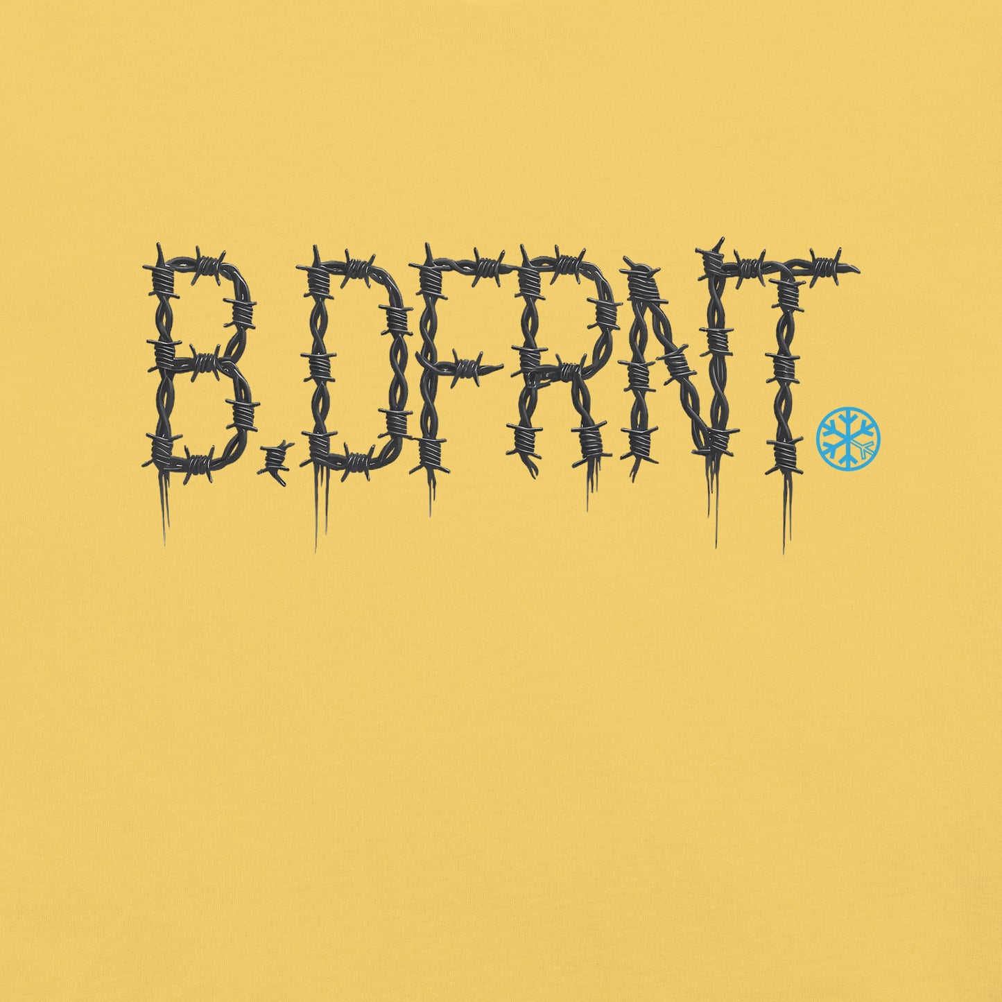 Yellow-B.DFRNT Barbed Wire Tee from B.Different Clothing, graphic, graffiti-inspired streetwear t-shirt