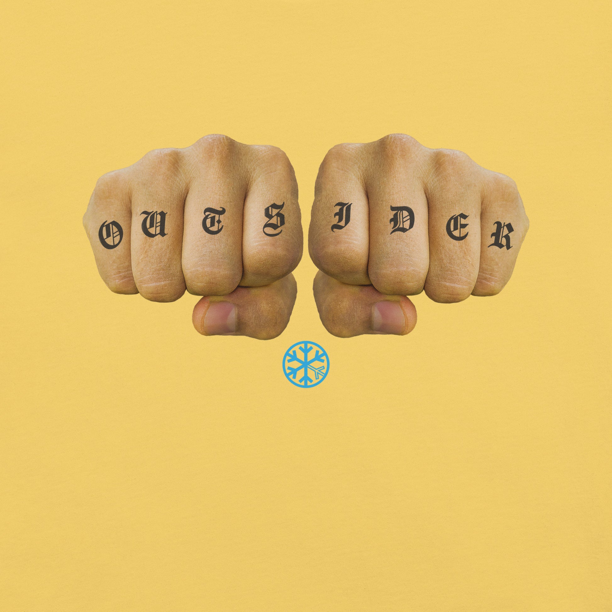 Yellow-Outsider Tattoo Tee from B.Different Clothing, graphic, graffiti-inspired streetwear t-shirt