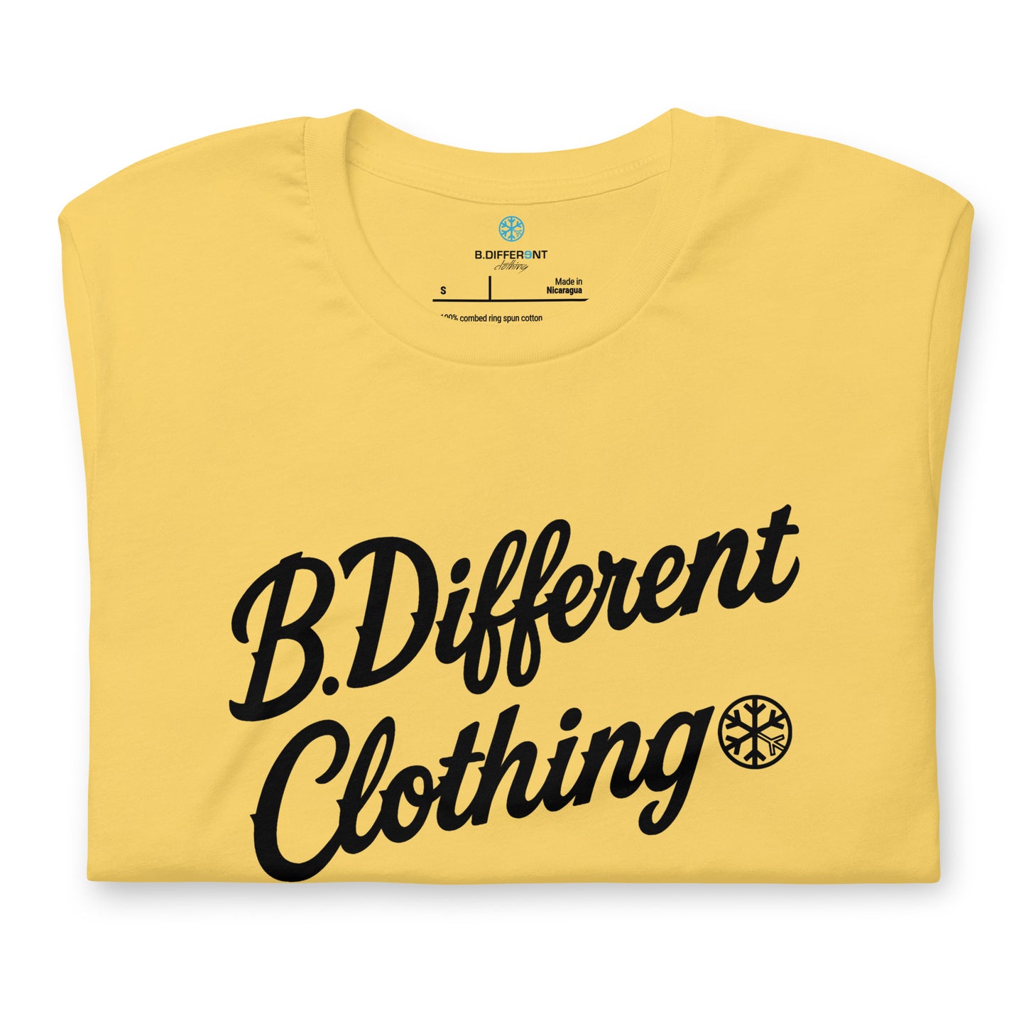 Yellow-The League Tee from B.Different Clothing, folded, graffiti-inspired streetwear t-shirt