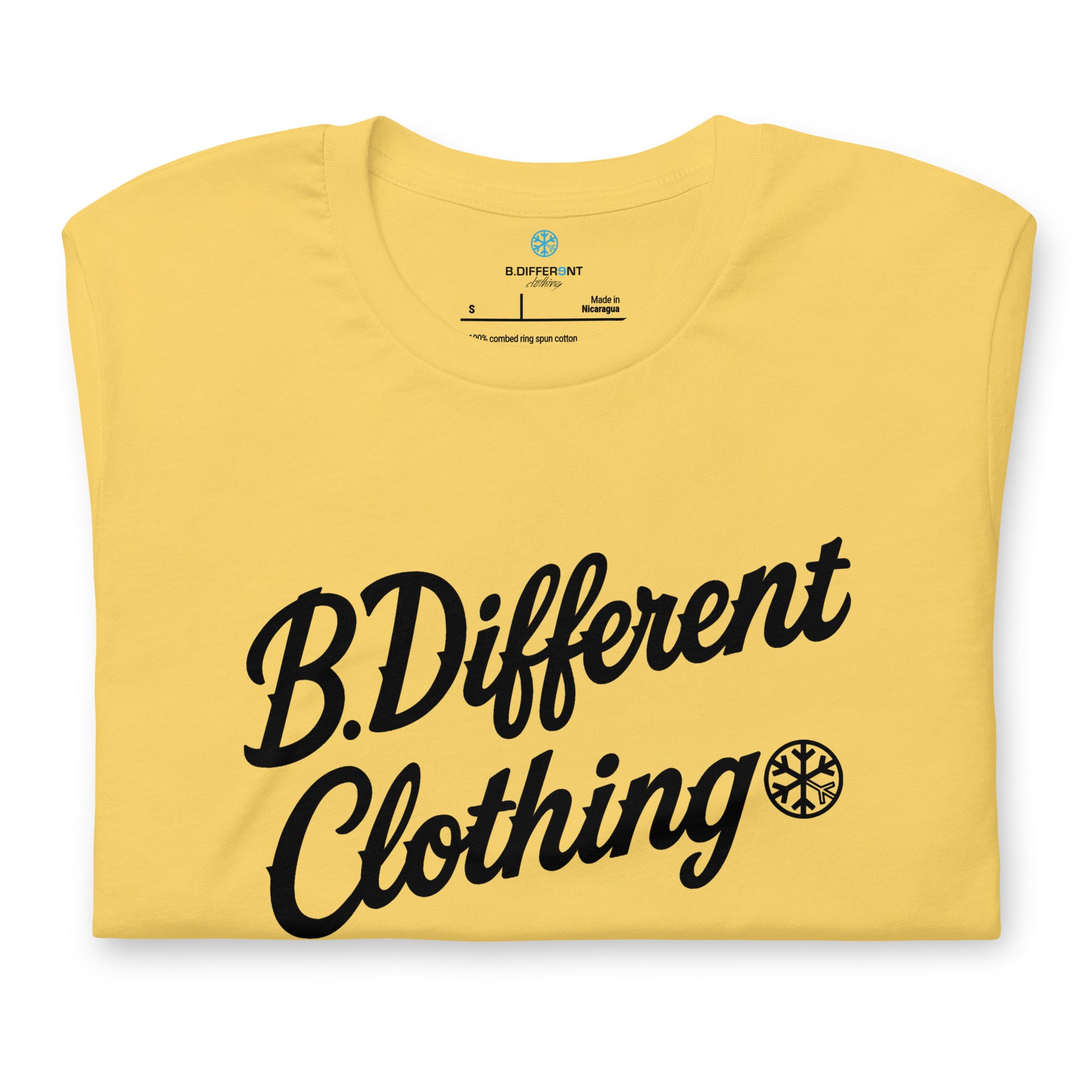 Yellow-The League Tee from B.Different Clothing, folded, graffiti-inspired streetwear t-shirt