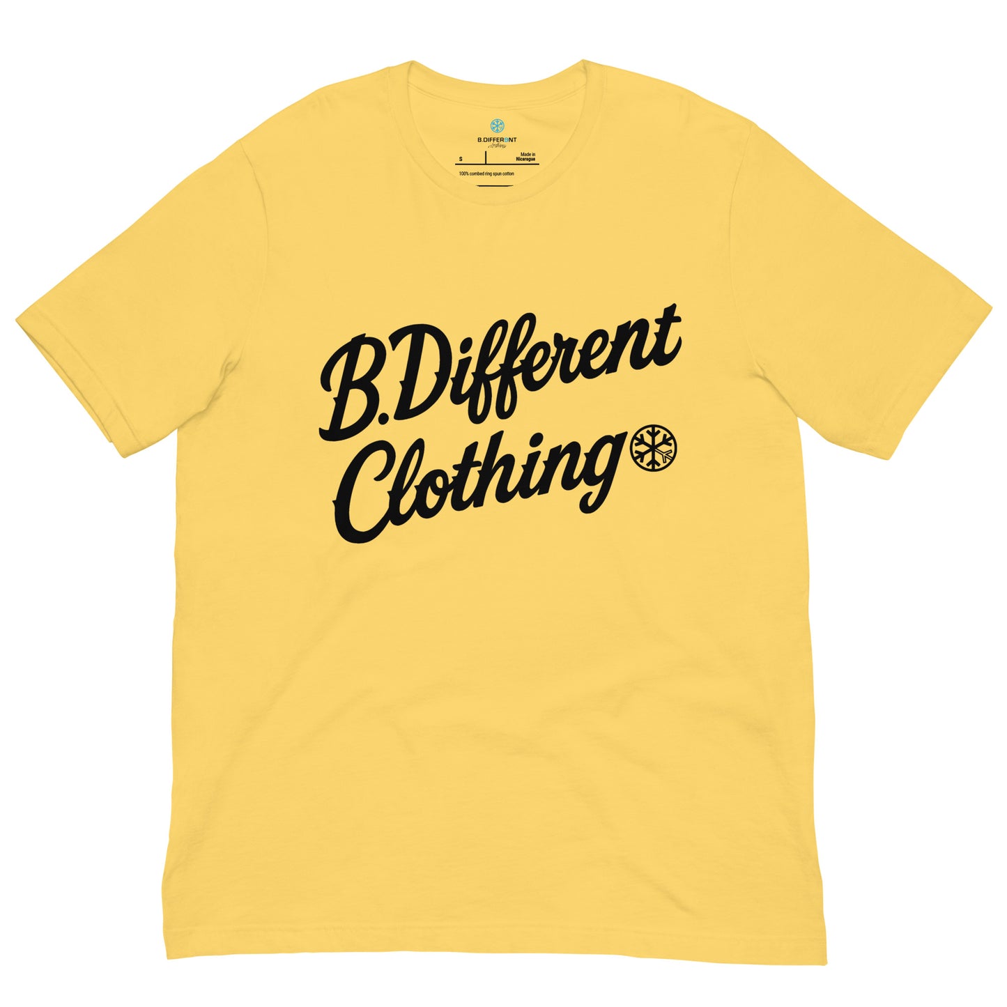 Yellow-The League Tee from B.Different Clothing, front view, graffiti-inspired streetwear t-shirt