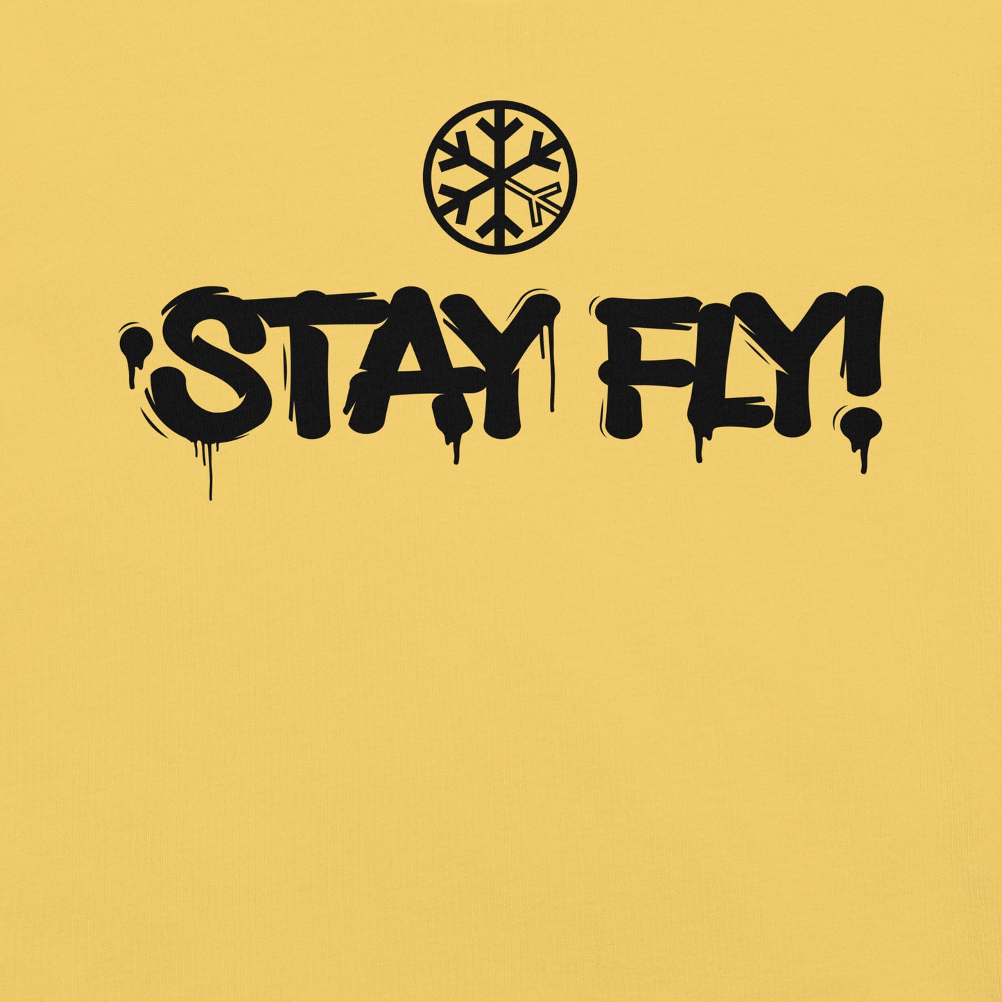 Yellow-Stay Fly Graffiti Tag Tee from B.Different Clothing, graphic, graffiti-inspired streetwear t-shirt