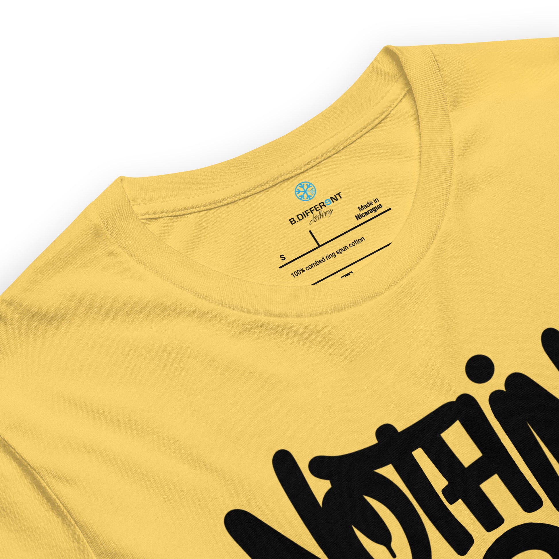 Yellow-Nothing 2 Obey Graffiti Tee from B.Different Clothing, collar, graffiti-inspired streetwear t-shirt