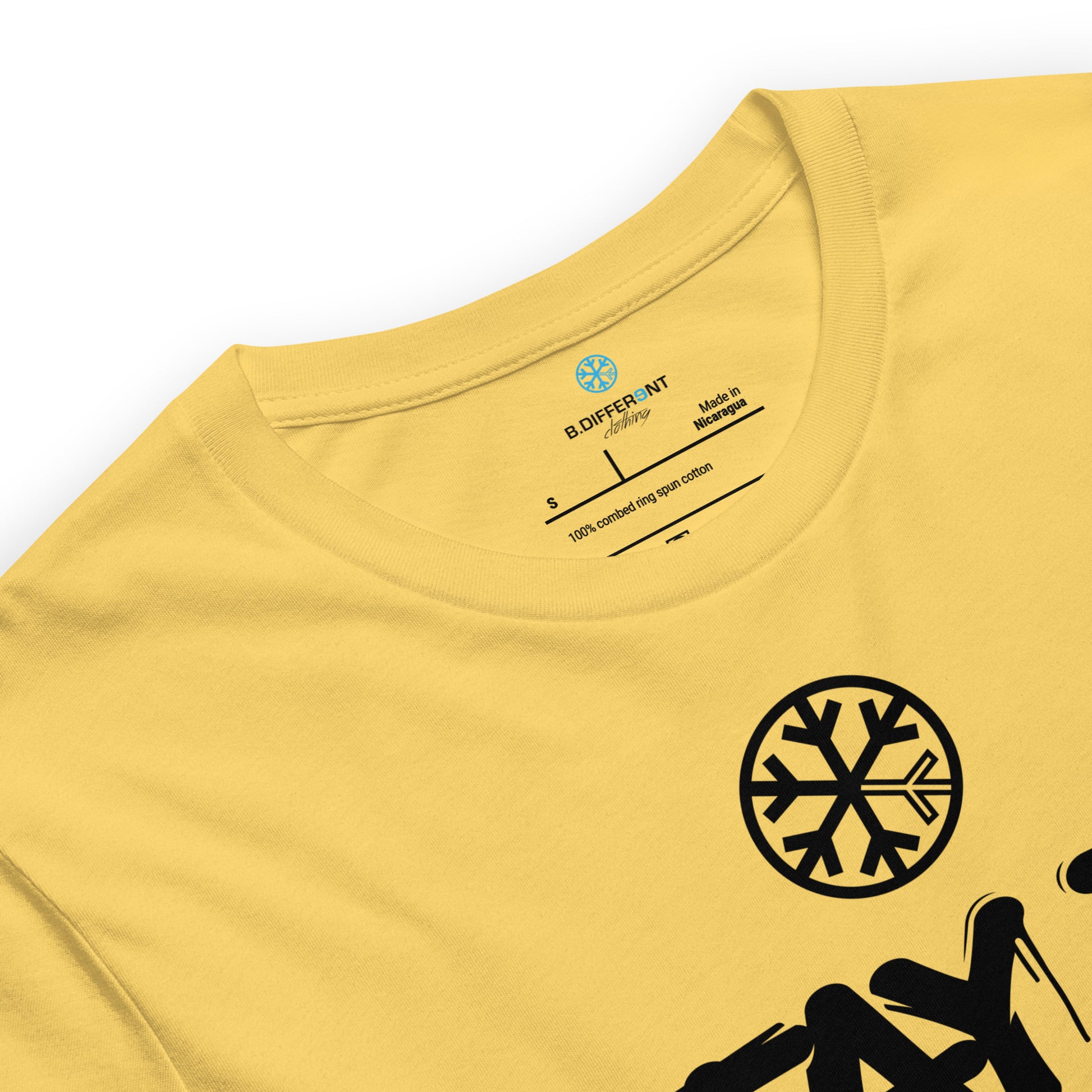 Yellow-Stay Fly Graffiti Tag Tee from B.Different Clothing, collar, graffiti-inspired streetwear t-shirt