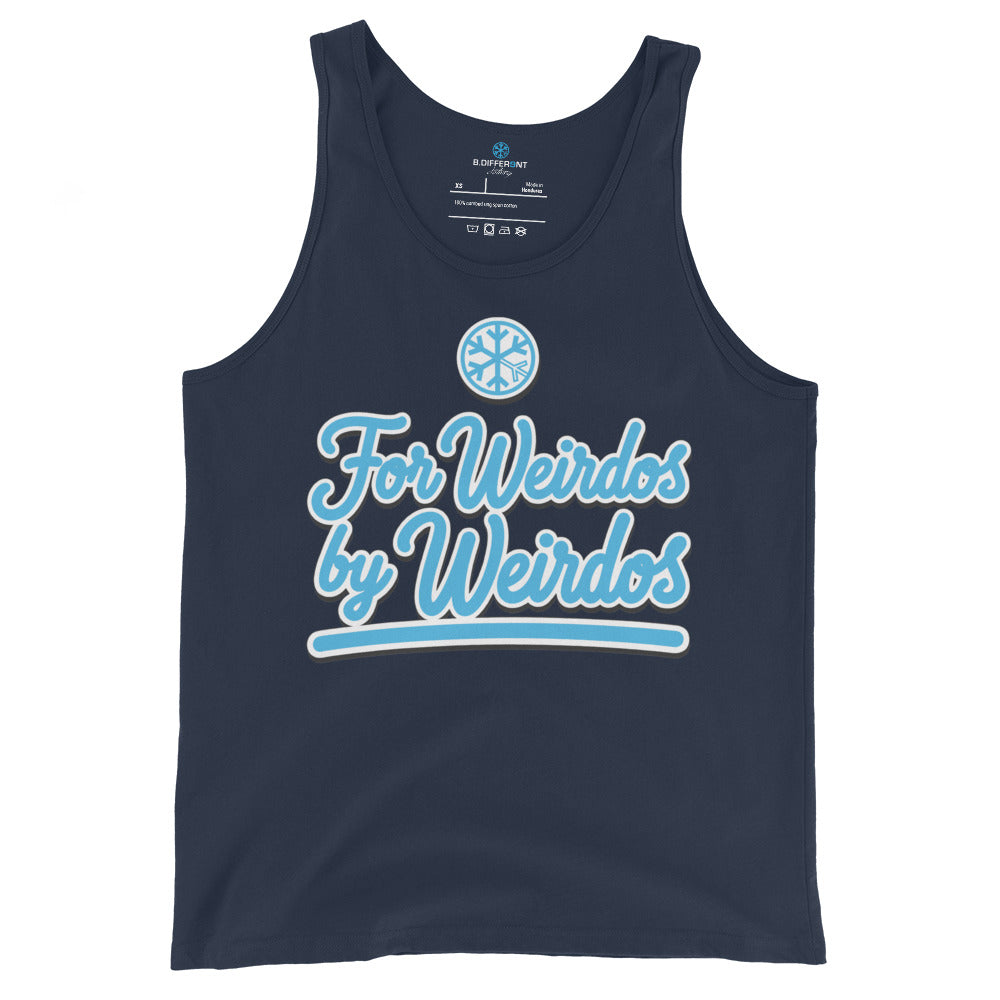 Navy-For Weirdos by Weirdos Tank Top from B.Different Clothing, front view, graffiti-inspired streetwear