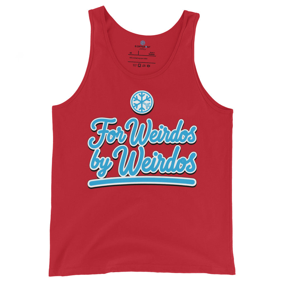 Red-For Weirdos by Weirdos Tank Top from B.Different Clothing, front view, graffiti-inspired streetwear