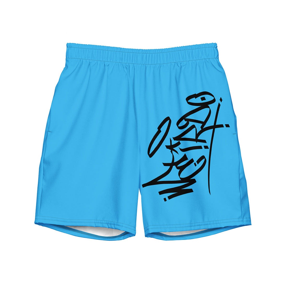weirdo tag swim shorts blue by B.Different Clothing independent streetwear inspired by street art graffiti