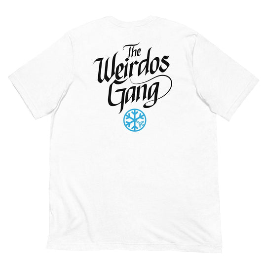 back of Weirdos Gang lettering tee white by B.Different Clothing street art graffiti inspired brand for weirdos, outsiders, and misfits.