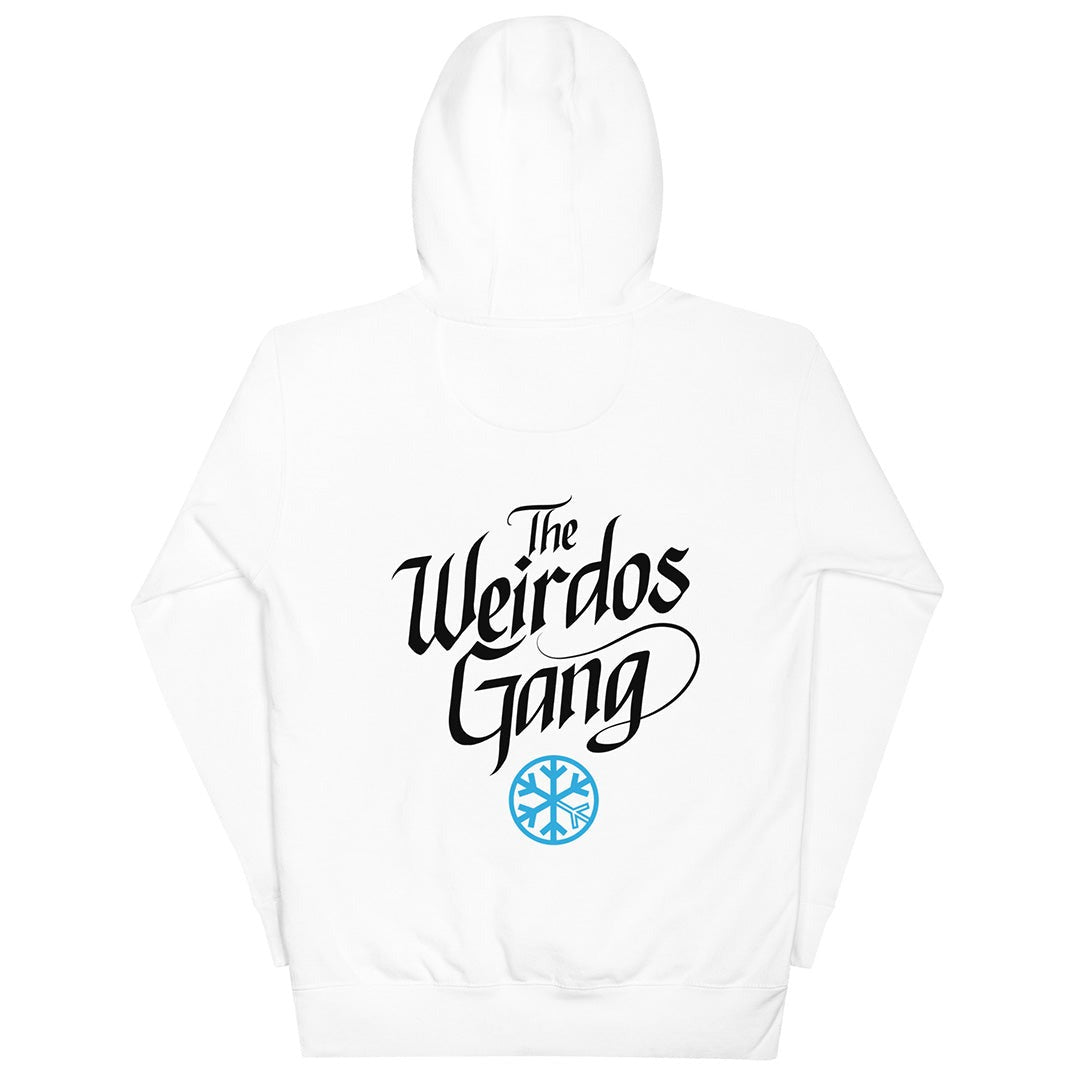 back of Weirdos Gang lettering hoodie white by B.Different Clothing street art graffiti inspired brand for weirdos, outsiders, and misfits.