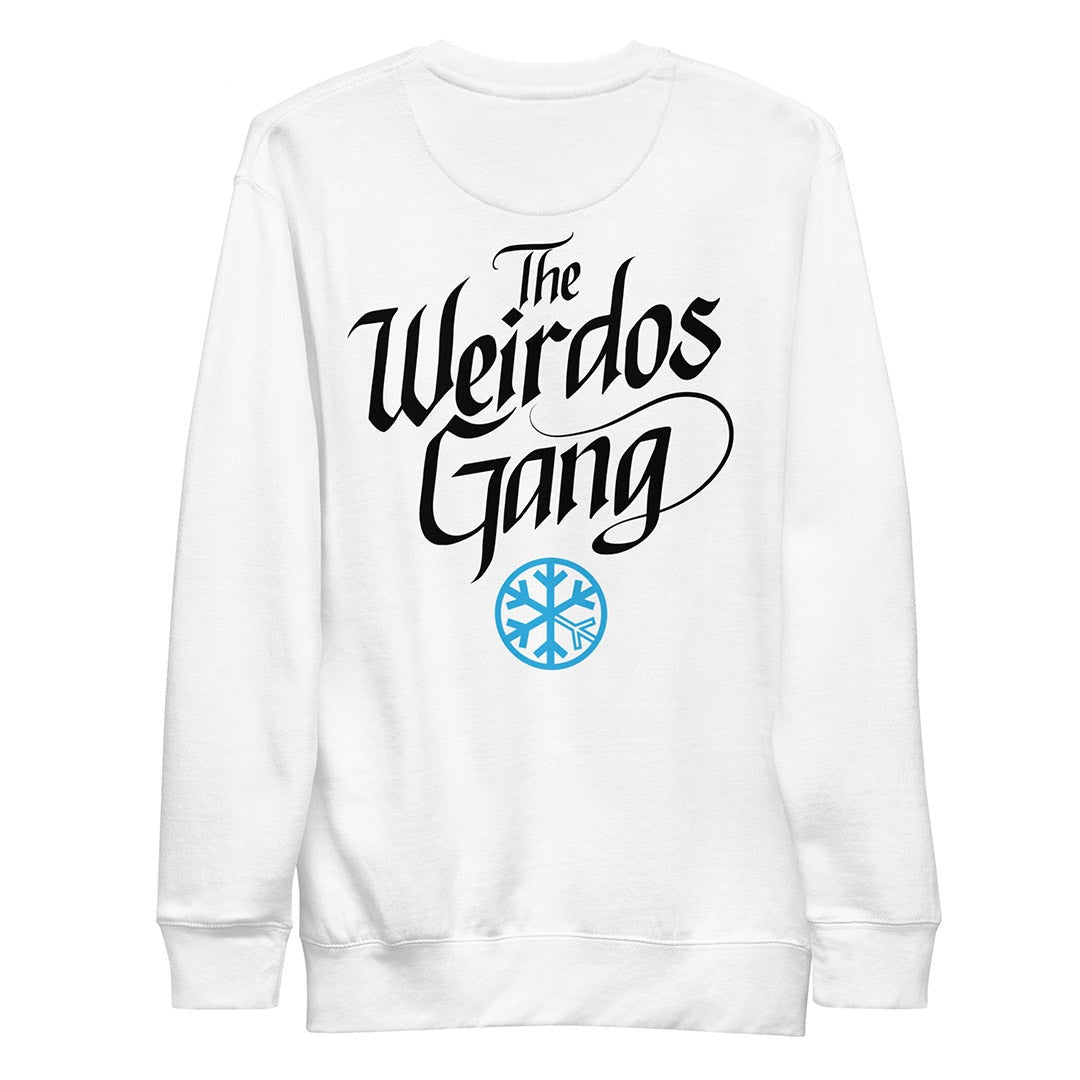 back of Weirdos Gang lettering sweatshirt white by B.Different Clothing street art graffiti inspired brand for weirdos, outsiders, and misfits.