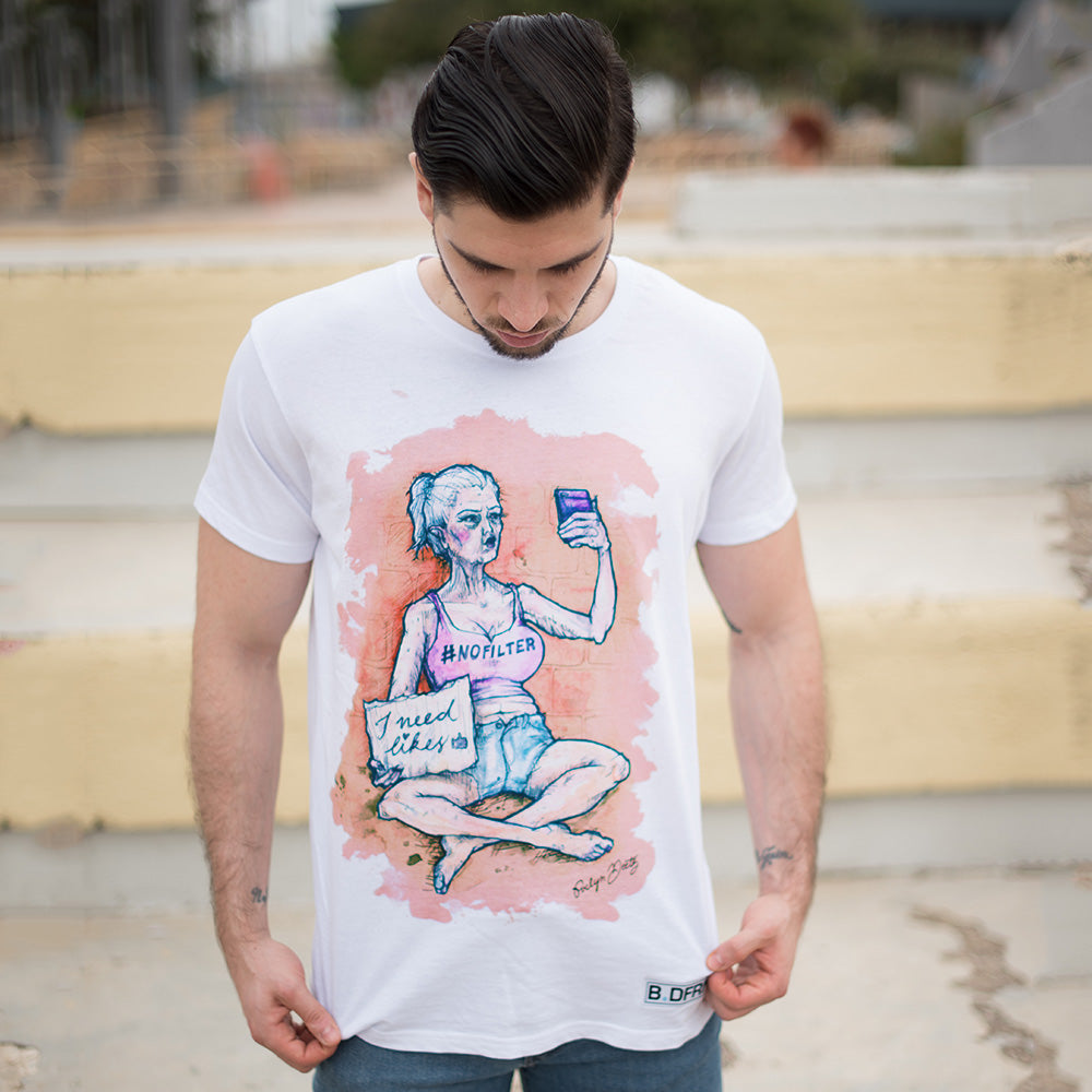 man with t-shirt Beggar Tee by B.Different Clothing limited edition independent streetwear street art graffiti