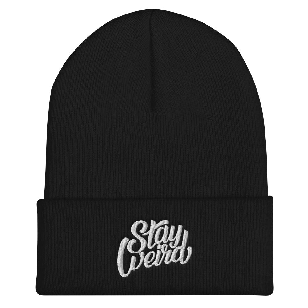 flat Stay Weird beanie black by B.Different Clothing independent streetwear inspired by street art and graffiti