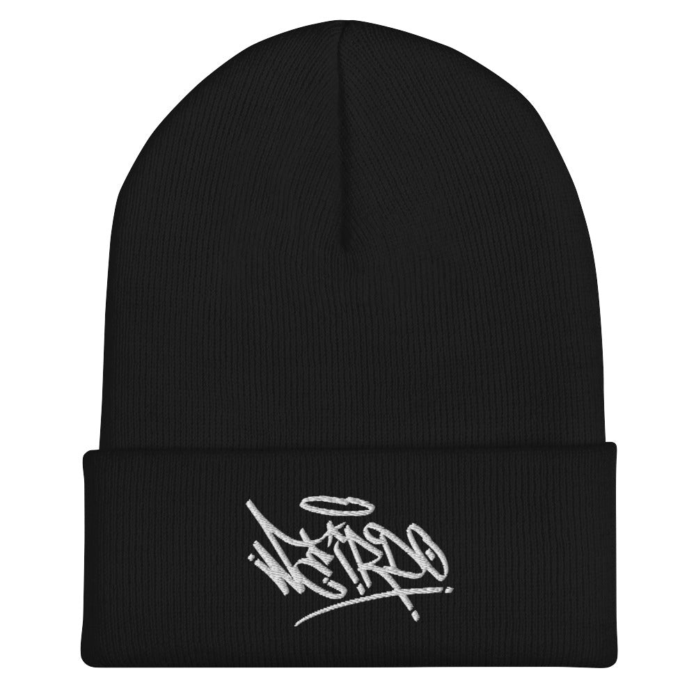 flat Weirdo Tag Beanie black by B.Different Clothing street art graffiti inspired independent streetwear brand