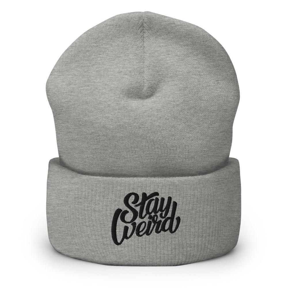 gray Stay Weird beanie by B.Different Clothing independent streetwear inspired by street art and graffiti