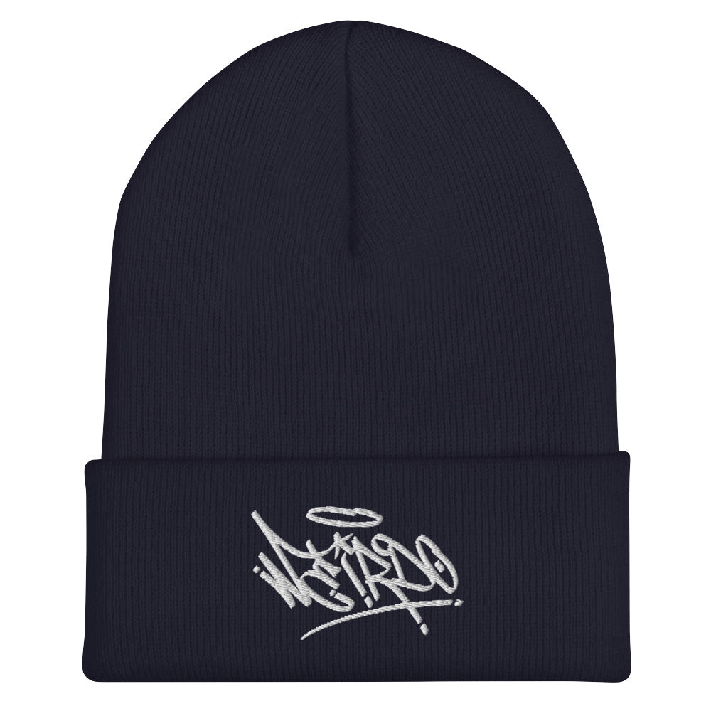 flat Weirdo Tag Beanie navy by B.Different Clothing street art graffiti inspired brand for weirdos, outsiders, and misfits.