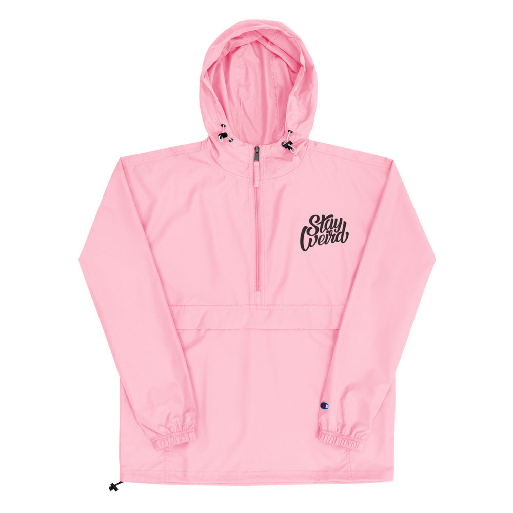 Stay Weird rain packable pink jacket from b.different clothing independent streetwear inspired by street art and graffiti