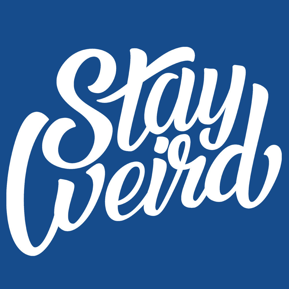 graphic of t-shirt Stay Weird tee blue by B.Different Clothing independent streetwear inspired by street art graffiti