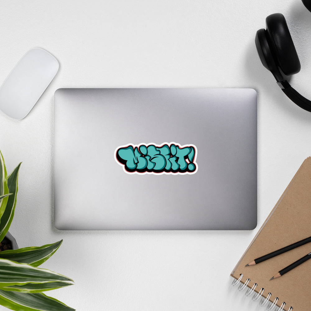 laptop with Misfit sticker by B.Different Clothing street art graffiti inspired streetwear brand