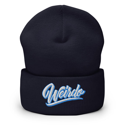 navy Weirdo beanie by B.Different Clothing independent streetwear inspired by street art graffiti