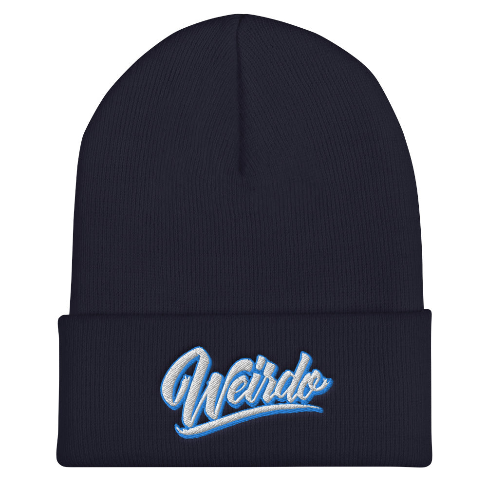 flat navy Weirdo beanie by B.Different Clothing independent streetwear inspired by street art graffiti