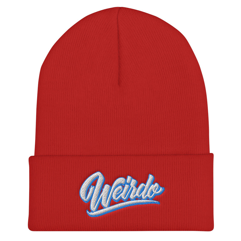 flat red Weirdo beanie by B.Different Clothing independent streetwear inspired by street art and graffiti