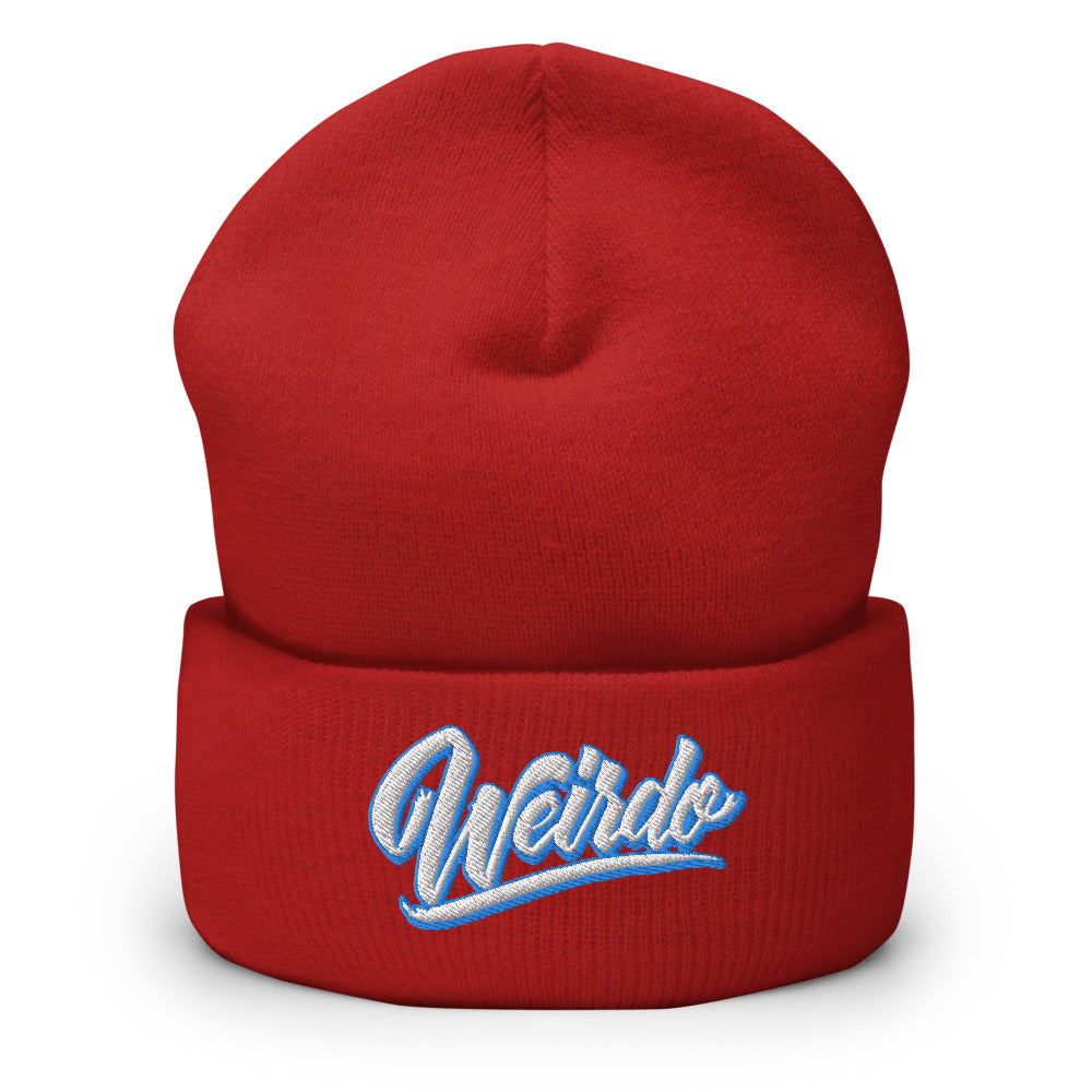 red Weirdo beanie by B.Different Clothing independent streetwear inspired by street art and graffiti